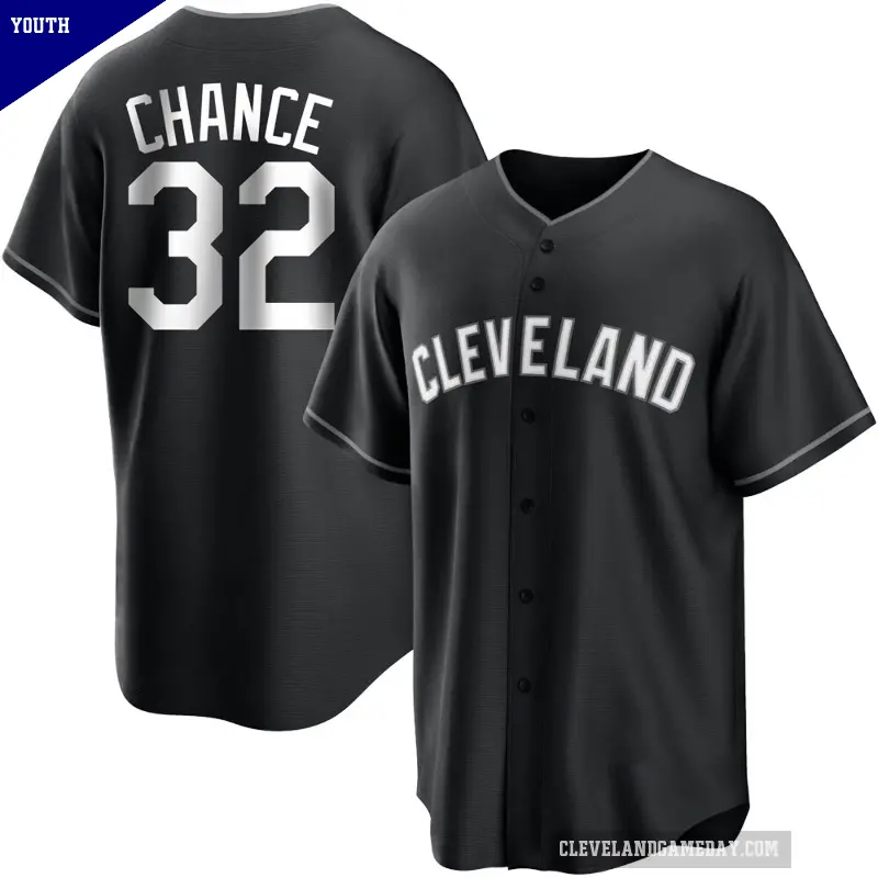 Youth No.32 Dean Chance Cleveland Guardians Black/White Replica Jersey