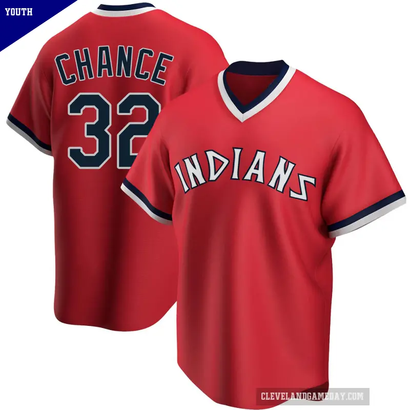Youth No.32 Dean Chance Cleveland Guardians Red Replica Road Cooperstown Collection Jersey