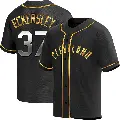 Youth No.37 Dennis Eckersley Cleveland Guardians Gold Replica Black en Alternate Jersey