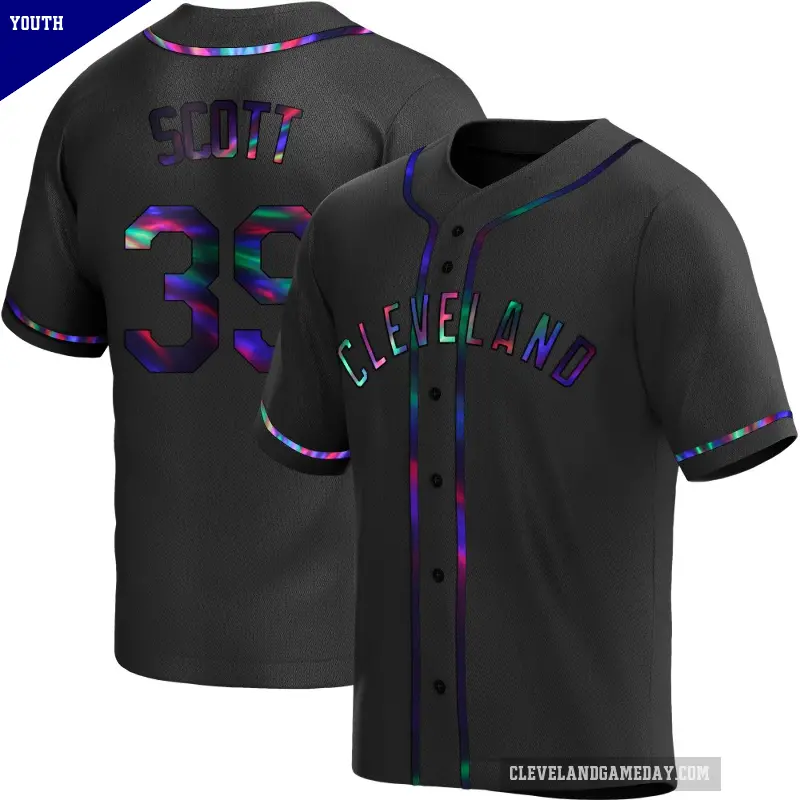 Youth No.39 Kyle Scott Cleveland Guardians Black Replica Holographic Alternate Jersey