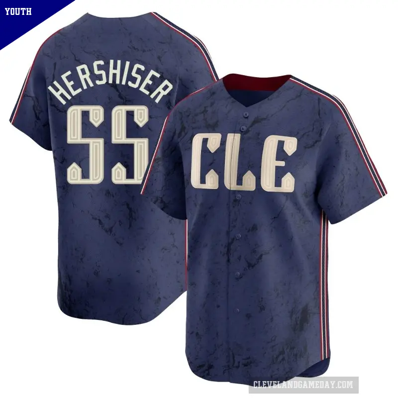 Youth No.55 Orel Hershiser Cleveland Guardians Navy Limited 2024 City Connect Jersey