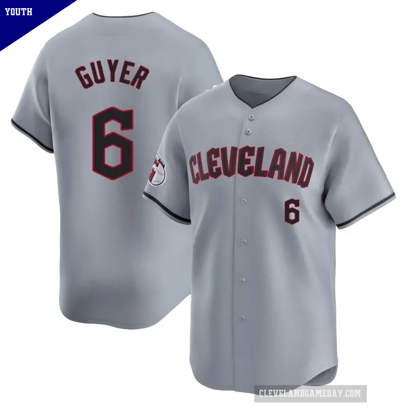 Youth No.6 Brandon Guyer Cleveland Guardians Gray Limited Road Jersey