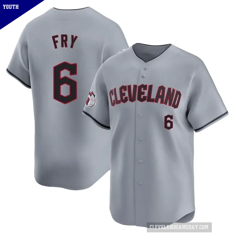 Youth No.6 David Fry Cleveland Guardians Gray Limited Road Jersey