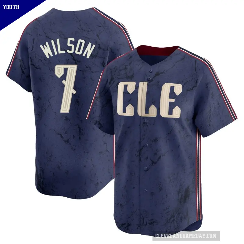 Youth No.7 Will Wilson Cleveland Guardians Navy Limited 2024 City Connect Jersey