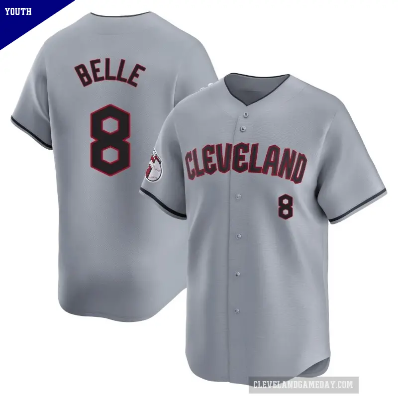 Youth No.8 Albert Belle Cleveland Guardians Gray Limited Road Jersey