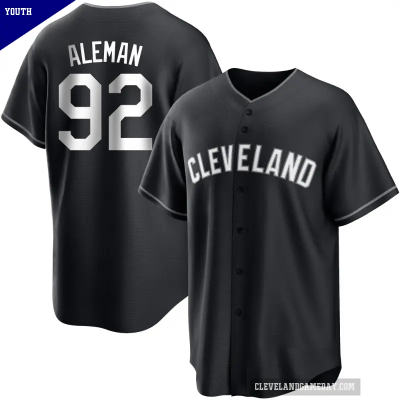 Youth No.92 Franco Aleman Cleveland Guardians Black/White Replica Jersey