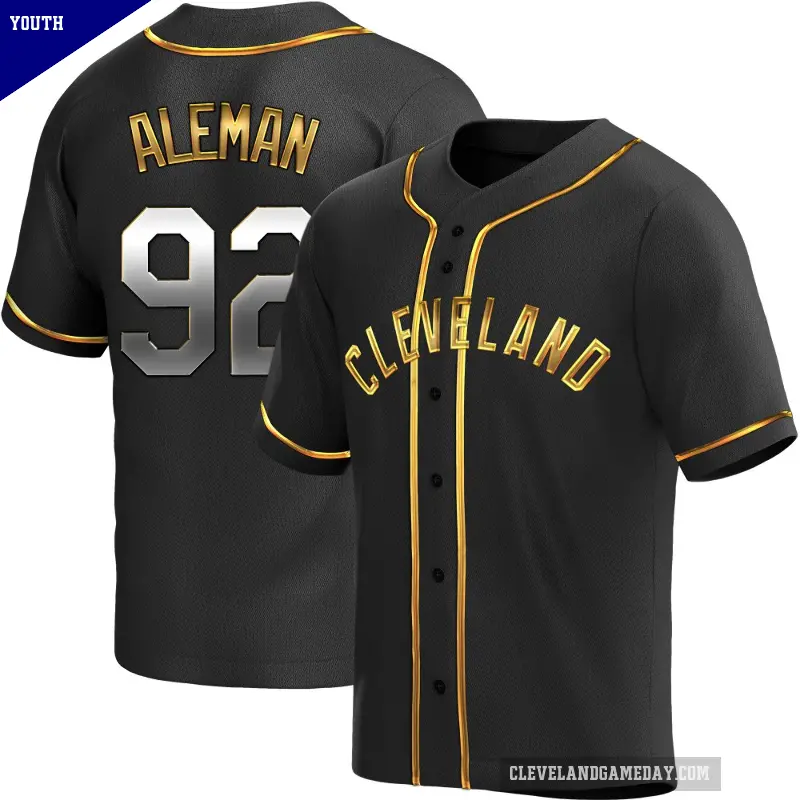 Youth No.92 Franco Aleman Cleveland Guardians Gold Replica Black en Alternate Jersey